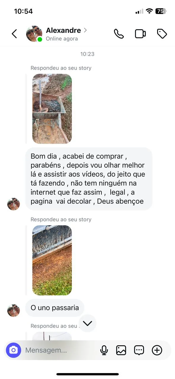 Print de conversa no WhatsApp com aluno Alexandre